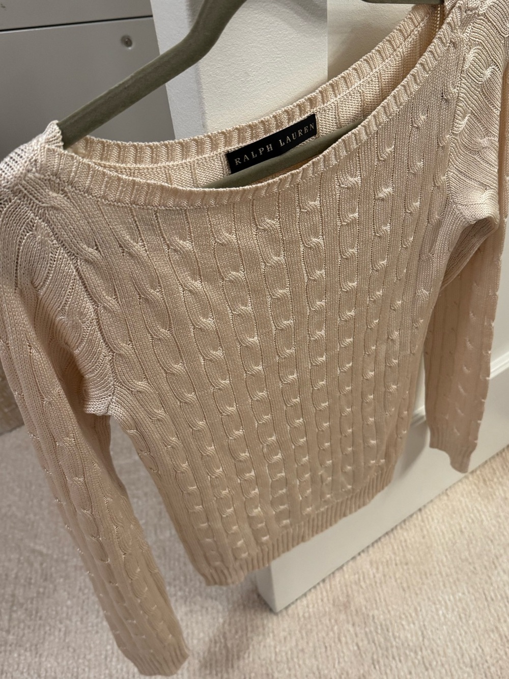 Ralph Lauren Black Label 100% Silk Cable Knit Sweater Cream S Salesman Sample
